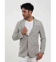 Dufy Yeşil Erkek Slim Fit Pitikare Desenli Sivri Yaka Casual Ceket - 104436