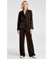 Kadın V Yaka Uzun Kol Relaxed Kalıp Dokuma Pijama Takımı Fonksiyonel Dayanıklı