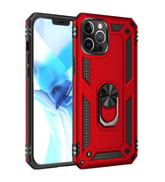 Newface Apple iPhone 12 Pro Max Kılıf Sofya Yüzüklü Silikon Kapak - Kırmızı