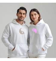 Sevgililer Günü Özel Kombin, 2 Ürün Kapüşonlu Hoodie Sweatshirt (Beyaz)