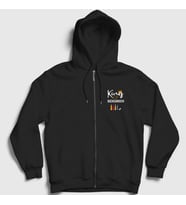Presmono Unisex Siyah King Of Backgammon Oyun Tavla Fermuarlı Kapüşonlu Sweatshirt 418438tt