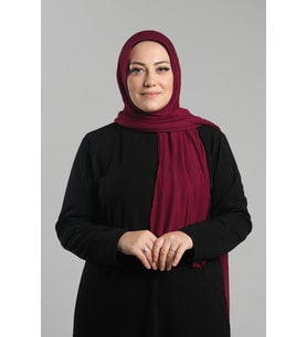 Bordo Pratik Hazır Geçmeli Şal Viskon Önü Süngerli Penye Şal 2202_16
