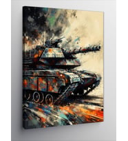 Kanvas Tablo Alevler İçinde Tank