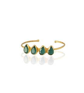 Kadir Jewellery 22 Ayar Altın Kaplama Zirkon Taşlı Ayarlanabilir Trend Bilezik (K.Yeşil)
