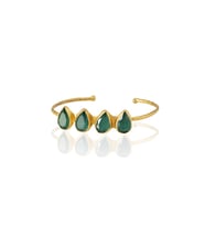 Kadir Jewellery 22 Ayar Altın Kaplama Zirkon Taşlı Ayarlanabilir Trend Bilezik (K.Yeşil)