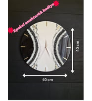 Duvar Saati-40cm-Modern Dekoratif Duvar Saati-Epoksi El Yapımı Duvar Saati-6 Farklı Seçeneği (K.Siyah)