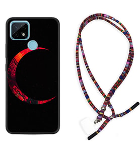 Realme C11 C21 C21Y C25Y C11 2021 Kılıf Boyun Asklı Rasta Silikon Red Moons 1747