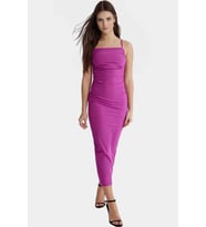 Bodycon Maxi Elbise Yazlık Örme Astarlı Yırtmaçlı Günlük Kullanım İçin Şık Görünüm (Mor)