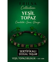 Sertifikalı Doğal Terahertz - Yeşil Topaz Taşı Bileklik 6x6 mm - Canlılık Denge Taşı (Çok Renkli)