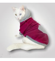 Burgundy Gray Kapşonlu Sweatshirt  Kedi Kıyafeti 