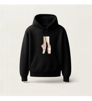 Point Shoes Baskılı Hoodie Sweatshirt (Siyah)