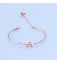 Rose Gold Kaplama Nazar Boncuklu A Harfi Gümüş Bileklik