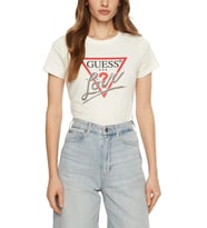 Guess SS CN TRIANGLE LOVE TEE Kadın Beyaz T-shirt W5RI10I3Z14-G012