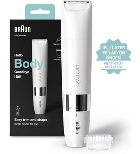 Lexroo Body Mini Trimmer BS1000 Vücut Tüy Kesme Makinesi + Düzeltici Tarak, Pil ve Temizleme Fırçası