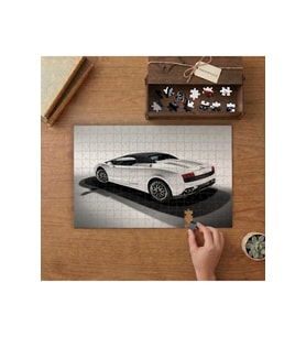 Üstü Açık Beyaz Spor Araba Tasarımı 240 parça Ahşap Puzzle Ahşap Kutuda MP04503