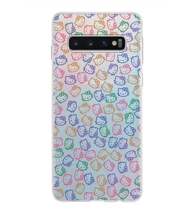 Samsung Galaxy S10 Kapak Hello Kitty Tasarımlı Şeffaf Silikon Kılıf