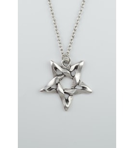 Pentagram Gümüş Kaplama Düz Zincir Kolye