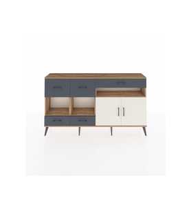 Arges Konsol 4 Raflı 5 Çekmeceli 2 Kapaklı 176x30x99 Çam-Aytaşı/Antrasit