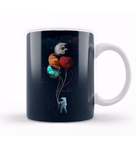 Astronaut Balonlu Kupa Bardak Porselen