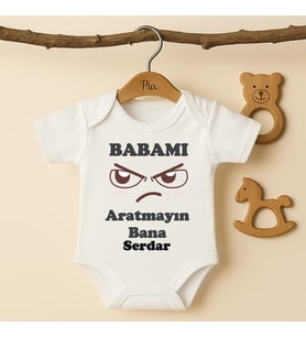 Pia Baby B32 %100 Pamuk Babamı Aratmayın Bana Yazılı Tasarlanabilir İsme Özel Bebek Body (Ekru)