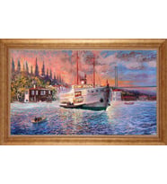 Çerçeveli Paspartulu Manzara Tablo bm0963 (Gold)
