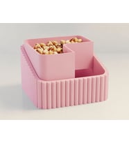3D Baskı Fıstık Kasesi - Çift Hazneli Kabuk Ayırıcı Sunum Kasesi - Pembe Pembe