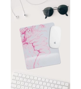 Pembe Beyaz Desenli Bilek Destekli Dikdörtgen Mouse Pad Mouse Altlığı.