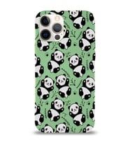 Apple iPhone 12 Pro Uyumlu Lansman Kılıf Panda Tasarımlı İçi Kadife Kapak-Yeşil (Şeffaf)