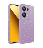 Xiaomi Redmi Note 13 Pro 4G Kılıf Kamera Korumalı Simli Lüks Işıltılı Silikon (Lila)