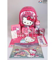 DEKOMUS İLE LİSANSLI YENİ SEZON "PINK LOVE KOLEKSİYONU" HELLO KITTY OKUL ÇANTASI,KALEM ÇANTASI,BESLENME KABI,MATARA İLEKIRTASİYE SETİ SETİ (Pembe)