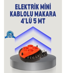 5 Metre Uzatma Kablolu 4 Prizli Makara Kırmızı