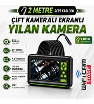 Çift Kameralı Ekranlı Yılan Kamera 5.5mm Lens 2 Metre Sert Kablo