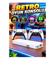 2.4 GHz Kablosuz Çift Konsollu 4K Ultra HD Retro Oyun Konsolu Game Stick