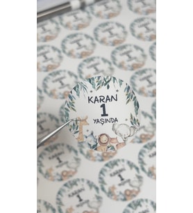 Doğum Günü Yuvarlak Etiket 5x5 cm 100 Adet Kişiye Özel