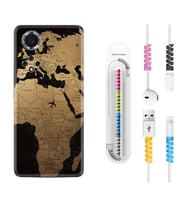 Huawei Nova Y70 Y90 Nova 9 SE  Kılıf Kablo Koruma Spiral Silikon Map Planet 1656