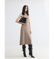 LCWAIKIKI Classic Kahverengi Bisiklet Yaka Bodycon Triko Elbise