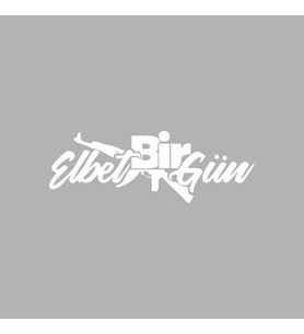 Elbet Bir Gün AK-47 Araba Sticker siyah 20x8 CM (Beyaz)
