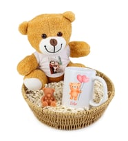 Özel Tasarım Peluş Ayıcık & Kupa & Mum Hediye Sepeti
