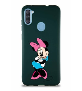 Samsung Galaxy A11 Soft Premier Kapak Minnie Mouse-D Tasarımlı Silikon Kılıf - Yeşil (Şeffaf)