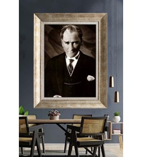Gümüş Çerçeveli Atatürk Tablo za343