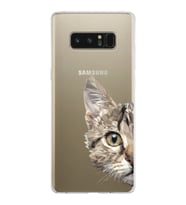 Samsung Galaxy Note 8 Kapak Catface Tasarımlı Şeffaf Silikon Kılıf
