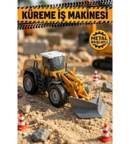 Metal Başlıklı Oyuncak Küreme İş Makinesi - Sürtmeli Hareketli Kar Küreyici İnşaat Aracı