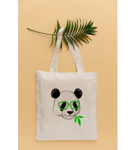 Gözlüklü Panda Temalı Sıvı Geçirmez Bez Çanta