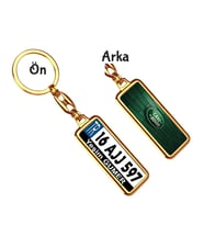 Kişiye Özel Land Rover Logo Tema Plaka Anahtarlık (Altın)
