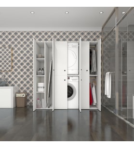 Kenzlife çamaşır-kurutma makinesi dolabı ve giysi dolabı suyuti sol byz 180*170*60  banyo (Beyaz)