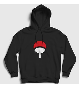 Presmono Unisex Siyah Uchiha Clan Anime Naruto Kapüşonlu Sweatshirt 134518tt
