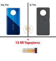 Infinix Note 7 Mavi Uyumlu Arka Kapak + B7000 Yapıştırıcı Arka Cam Batarya Pil Kapağı Lazer Kesim
