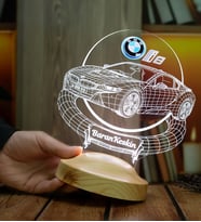 BMW i8 Tutkunlarına Özel 3D Kişiye Özel LED Lamba – BMW i8 Araba Hediyesi - (2014–2020)