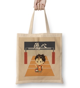 Chibi Yu x Nishinoya Haikyuu Anime Bez Çanta Uzun Saplı