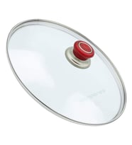 Tencere Sahan Tava Cam Kapağı Kapak 22 cm Kırmızı Tutma Tepesi